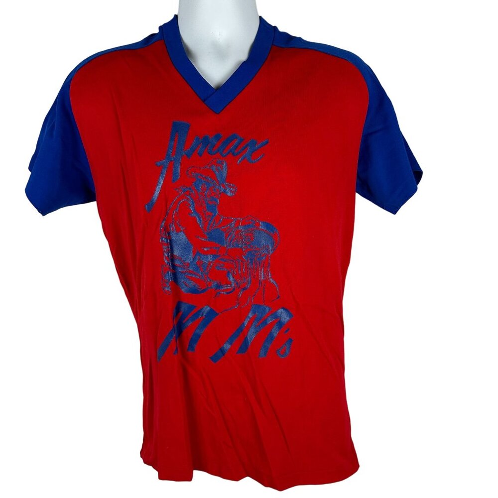 Rawlings Adult Size Large Red & Blue V-Neck Graphic T-Shirt